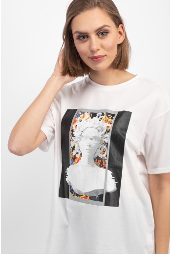 White medusa print t-shirt